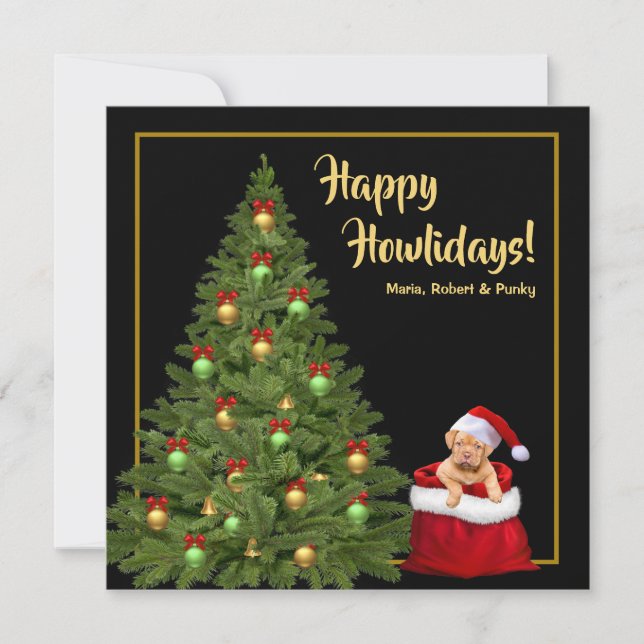 Merry Christmas Cute Santa Claus Puppy Holiday  (Front)