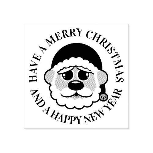 Merry Christmas Cute Santa Claus Rubber Stamp