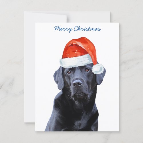 Merry Christmas Cute Santa Dog Black Labrador Holiday Card