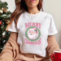 Merry Christmas cute Santa Pink retro glitter