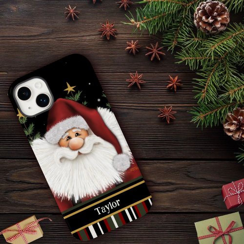 Merry Christmas Cute Santa Red Inspirivity Name Case_Mate iPhone 14 Plus Case