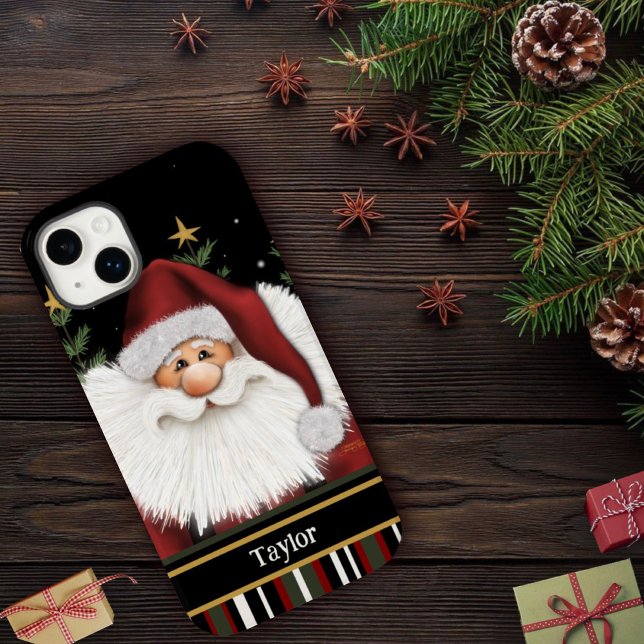 Merry Christmas Cute Santa Red Inspirivity Name Case-Mate iPhone Case (Creator Uploaded)