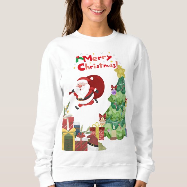 Merry Christmas Cute Santa  Sweatshirt (Front)