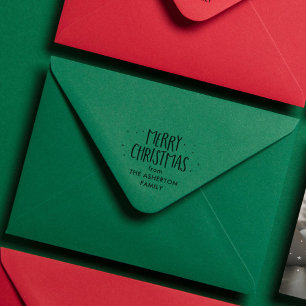 Merry Christmas cute simple dots stars holiday Rubber Stamp