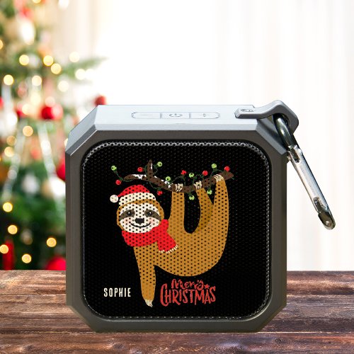 Merry Christmas Cute Sloth Personalized Name  Bluetooth Speaker