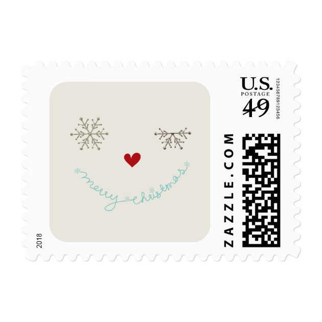 Merry Christmas Cute Smiley Wink Holiday Stamps