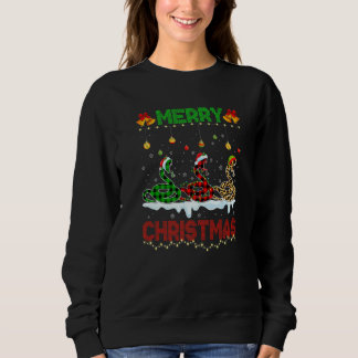 Merry Christmas Cute Snake Xmas Leopard Plaid Sant Sweatshirt