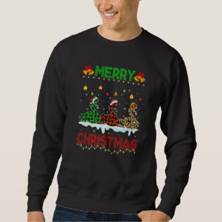 Merry Christmas Cute Snake Xmas Leopard Plaid Sant Sweatshirt