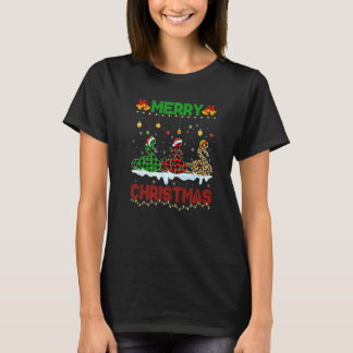Merry Christmas Cute Snake Xmas Leopard Plaid Sant T-Shirt