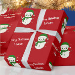 Merry Christmas Cute Snowman Pattern Vintage Wrapping Paper<br><div class="desc">Customize the text, and easily create your personalized Christmas wrapping paper. Click EDIT DESIGN then select BACKGROUND to change the background color. You can TRANSFER this DESIGN on other Zazzle products and adjust it to fit most Zazzle items. Standard Studio designs are made in high-resolution graphics for a professional print....</div>