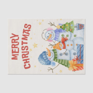 Merry Christmas Cute Snowmen Family  Tissue Paper