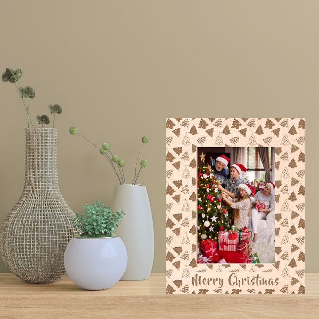 Merry Christmas | Cute Tree Pattern Photo Engraved Frames (Shelf)