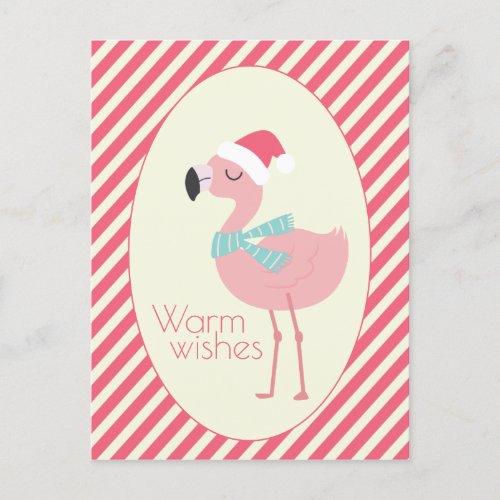 Merry Christmas Cute Tropical Santa Flamingo Holiday Postcard