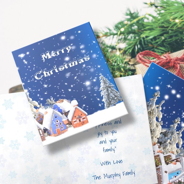 Merry Christmas Cute Village Personalized Greeting Holiday Card (Creator Uploaded)