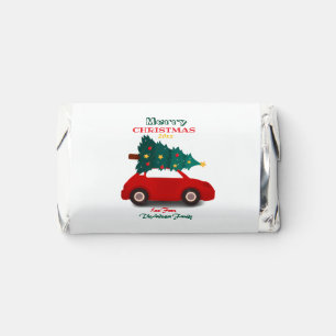Merry Christmas Cute Vintage Red Car Tree Candy Hershey's Miniatures