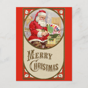 Merry Christmas Cute Vintage Santa Claus Postcard