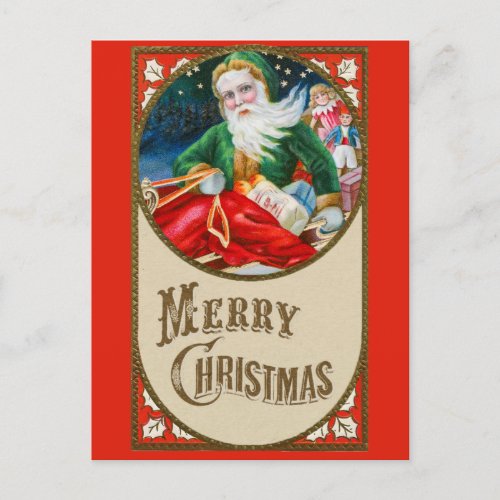 Merry Christmas Cute Vintage Santa Claus Postcard