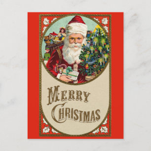 Merry Christmas Cute Vintage Santa Claus Postcard