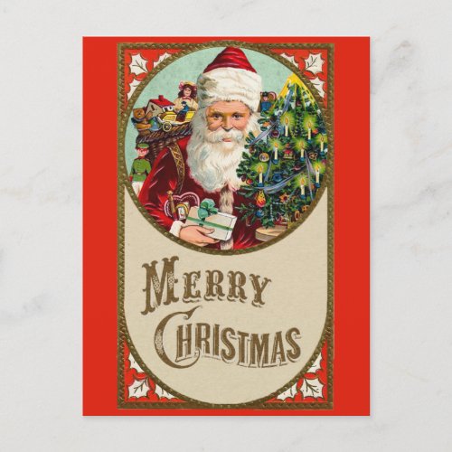 Merry Christmas Cute Vintage Santa Claus Postcard