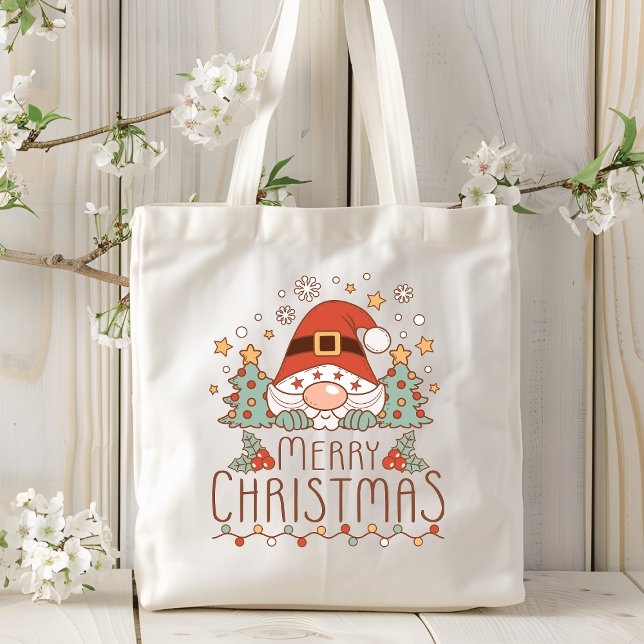 Merry Christmas Cute Whimsical Festive Santa Tote Bag (Creator Uploaded)