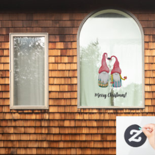 Merry Christmas Cute Winter Gnome In Love Window Cling