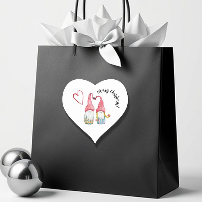 Merry Christmas Cute Winter Gnomes In Love Heart Sticker (Creator Uploaded)