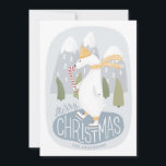 Merry Christmas. Cute winter polar bear on skate Holiday Card<br><div class="desc">Cute funny polar bear on skate Christmas card.</div>