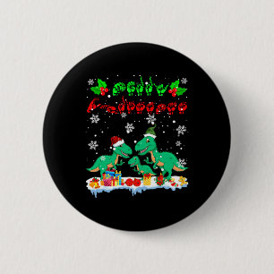 Merry Christmas Cute Xmas T-rex Asl Sign Language Button