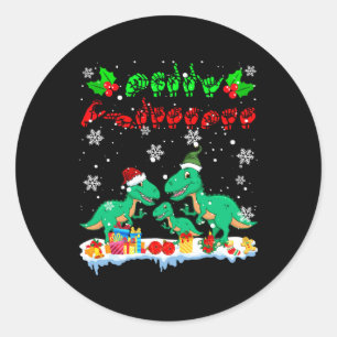 Merry Christmas Cute Xmas T-rex Asl Sign Language  Classic Round Sticker