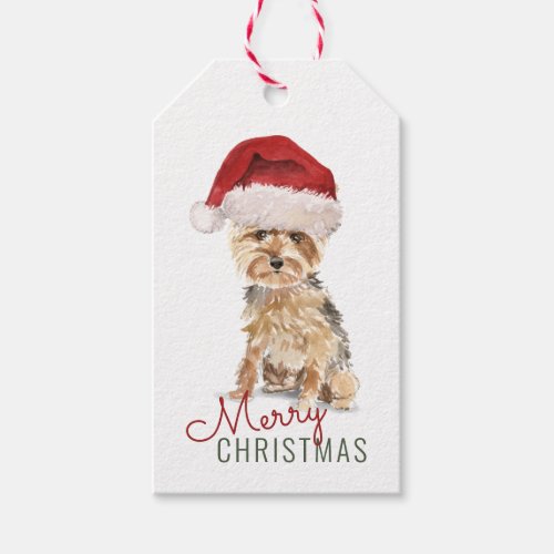 Merry Christmas Cute Yorkshire Terrier Custom Gift Tags