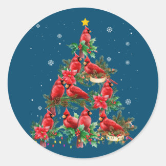 Merry Christmas Cutest Cardinal Bird Lovers Xmas Classic Round Sticker