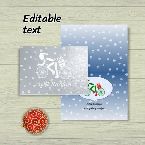 Merry Christmas cyclist Dutch Foil Card