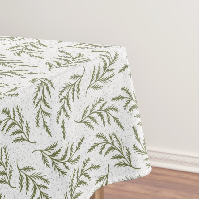 Merry Christmas Cypress & Snowfall Pattern Holiday Tablecloth (In Situ)