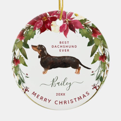 Merry Christmas Dachshund  Add Your Dogs Photo Ceramic Ornament