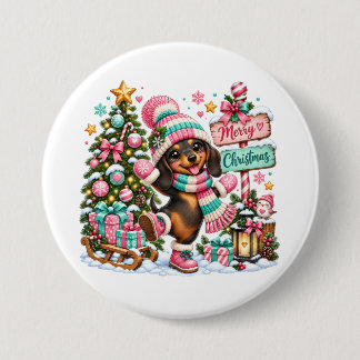 Merry Christmas Dachshund Button