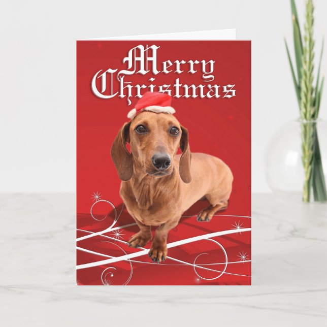 Merry Christmas Dachshund Card (Front)