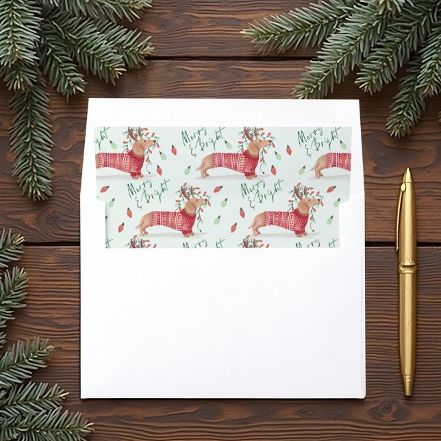 Merry Christmas | Dachshund Dog Christmas Sweater Envelope Liner (Merry Christmas | Dachshund Dog Christmas Sweater Envelope Liner)