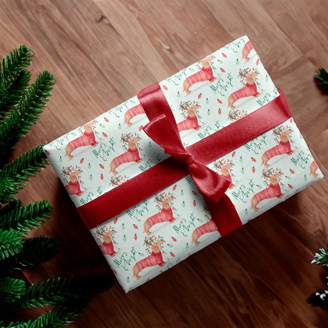 Merry Christmas | Dachshund Dog Christmas Sweater Wrapping Paper (Merry Christmas | Dachshund Dog Christmas Sweater Wrapping Paper)
