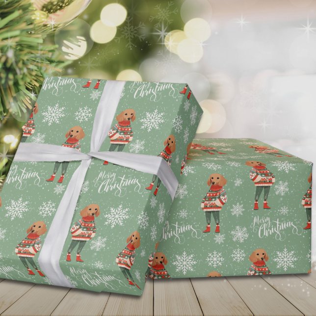 Merry Christmas Dachshund Dog Holiday Wrapping Paper (Creator Uploaded)
