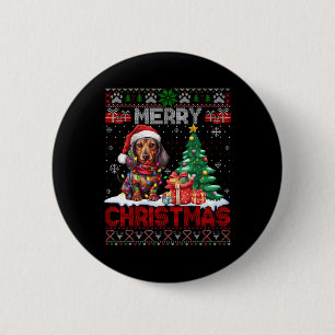Merry Christmas Dachshund Dog Lover Family Ugly Xm Button