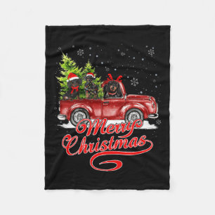 Merry Christmas Dachshund Dog Lover Santa Reindeer Fleece Blanket