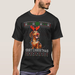 Merry Christmas Dachshund Dog Lover Ugly Christmas T-Shirt