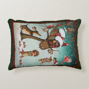 Merry Christmas Dachshund Dog Lovers Gift Accent Pillow