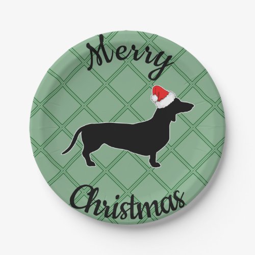 Merry Christmas Dachshund Dog Paper Plates