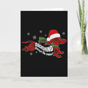 Merry Christmas Dachshund Dog Through The Snow Pla Card