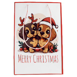 Merry Christmas Dachshund Dogs Medium Gift Bag