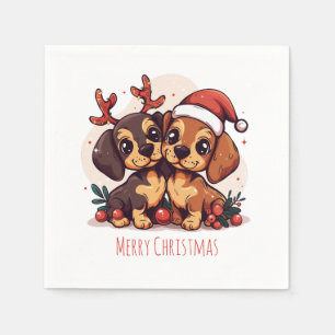 Merry Christmas Dachshund Dogs Napkins