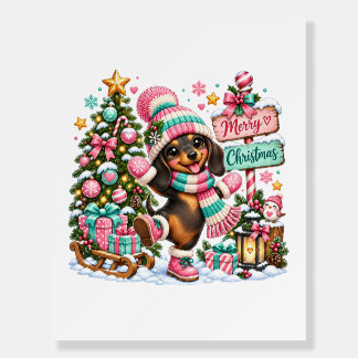 Merry Christmas Dachshund Foam Board