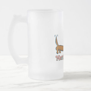 Merry Christmas Dachshund Frosted Glass Beer Mug