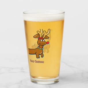 Merry Christmas Dachshund Glass